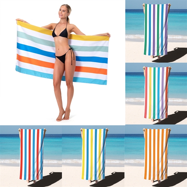 Microfiber Cabana Stripe Beach Towel - Microfiber Cabana Stripe Beach Towel - Image 0 of 1