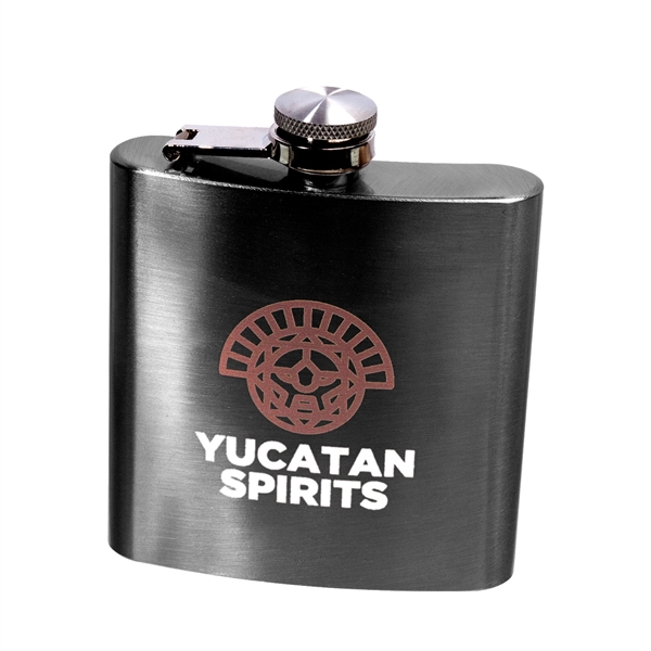 6 oz. Lazio Stainless Steel Hip Flask w/ 2 Color Imprint - 6 oz. Lazio Stainless Steel Hip Flask w/ 2 Color Imprint - Image 0 of 8
