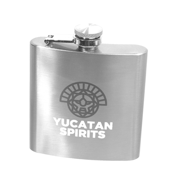 6 oz. Lazio Stainless Steel Hip Flask w/ 2 Color Imprint - 6 oz. Lazio Stainless Steel Hip Flask w/ 2 Color Imprint - Image 1 of 8