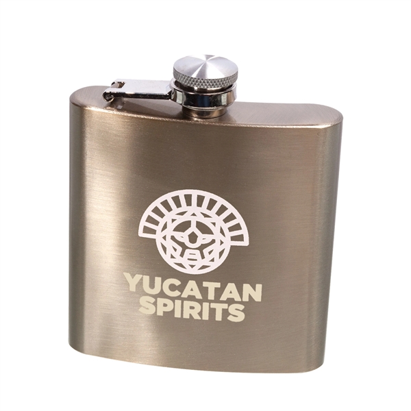 6 oz. Lazio Stainless Steel Hip Flask w/ 2 Color Imprint - 6 oz. Lazio Stainless Steel Hip Flask w/ 2 Color Imprint - Image 3 of 8