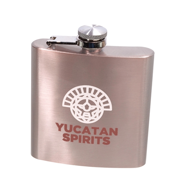 6 oz. Lazio Stainless Steel Hip Flask w/ 2 Color Imprint - 6 oz. Lazio Stainless Steel Hip Flask w/ 2 Color Imprint - Image 4 of 8