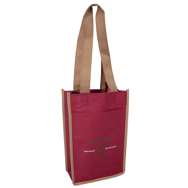 Bacchus Non-Woven Two Bottle Wine Bags w/ 1 Color Imprint - Bacchus Non-Woven Two Bottle Wine Bags w/ 1 Color Imprint - Image 1 of 4