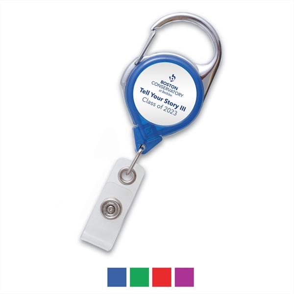 Translucent Carabiner Reel with Strap and Clip - Translucent Carabiner Reel with Strap and Clip - Image 0 of 3