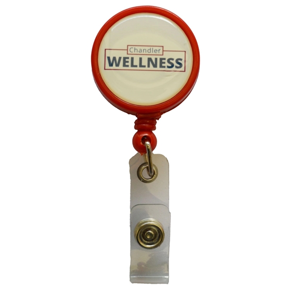 Large Retractable Round Badge Reel w/ Bulldog clip backing - Large Retractable Round Badge Reel w/ Bulldog clip backing - Image 2 of 7