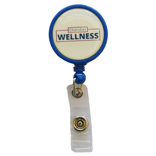 Large Retractable Round Badge Reel w/ Bulldog clip backing - Large Retractable Round Badge Reel w/ Bulldog clip backing - Image 3 of 7