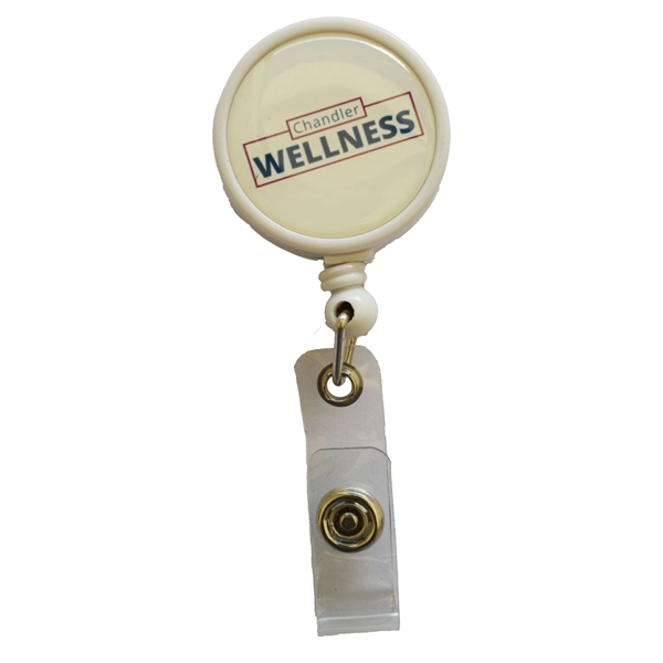 Large Retractable Round Badge Reel w/ Bulldog clip backing - Large Retractable Round Badge Reel w/ Bulldog clip backing - Image 4 of 7
