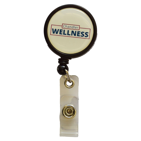 Large Retractable Round Badge Reel w/ Bulldog clip backing - Large Retractable Round Badge Reel w/ Bulldog clip backing - Image 5 of 7