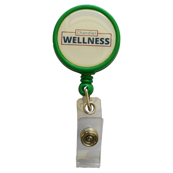 Large Retractable Round Badge Reel w/ Bulldog clip backing - Large Retractable Round Badge Reel w/ Bulldog clip backing - Image 6 of 7