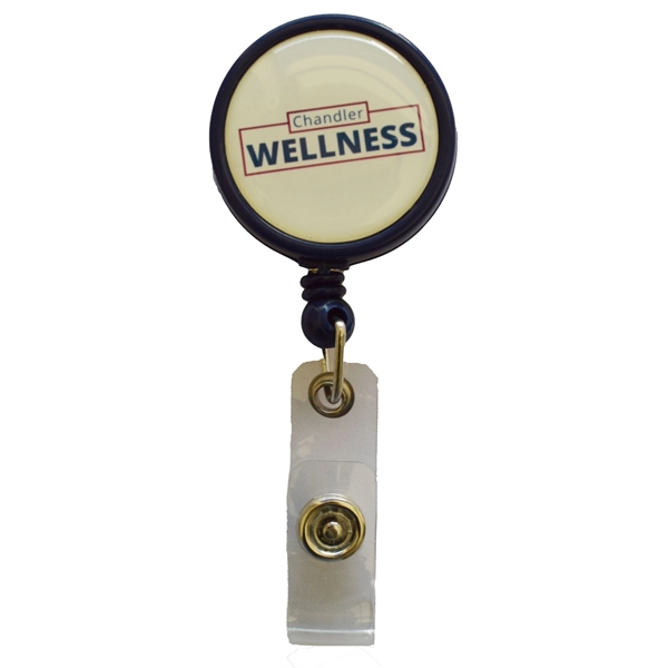 Large Retractable Round Badge Reel w/ Bulldog clip backing - Large Retractable Round Badge Reel w/ Bulldog clip backing - Image 7 of 7