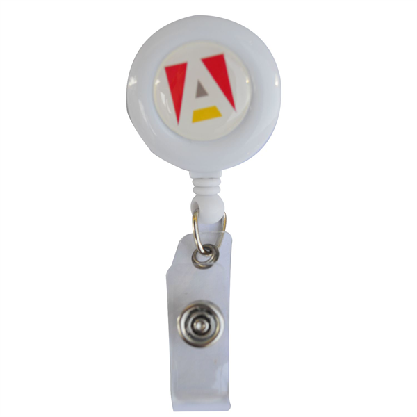 Round Retractable Badge Reel w/ Bulldog Clip on backing - Round Retractable Badge Reel w/ Bulldog Clip on backing - Image 3 of 9