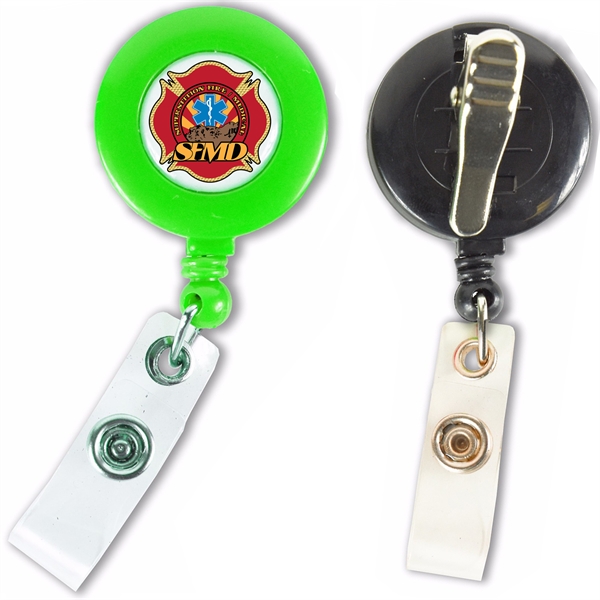 Round Retractable Badge Reel w/ Bulldog Clip on backing - Round Retractable Badge Reel w/ Bulldog Clip on backing - Image 9 of 9
