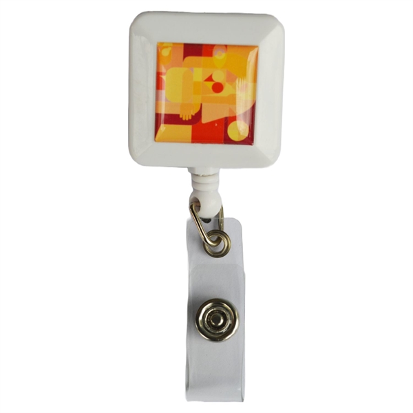 Square Retractable Badge Reel w/ Bulldog clip - Square Retractable Badge Reel w/ Bulldog clip - Image 6 of 7
