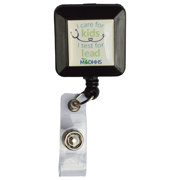 Square Retractable Badge Reel w/ Bulldog clip - Square Retractable Badge Reel w/ Bulldog clip - Image 7 of 7