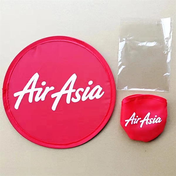 Round Nylon Foldable Flyer Fan with Pouch 10" - Round Nylon Foldable Flyer Fan with Pouch 10" - Image 3 of 4