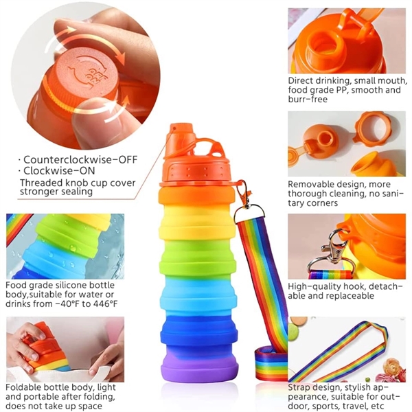Portable Rainbow Silicone Water Bottle - Portable Rainbow Silicone Water Bottle - Image 1 of 3