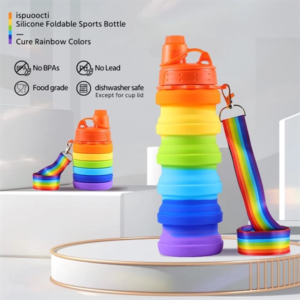 Portable Rainbow Silicone Water Bottle - Portable Rainbow Silicone Water Bottle - Image 2 of 3