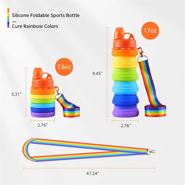 Portable Rainbow Silicone Water Bottle - Portable Rainbow Silicone Water Bottle - Image 3 of 3