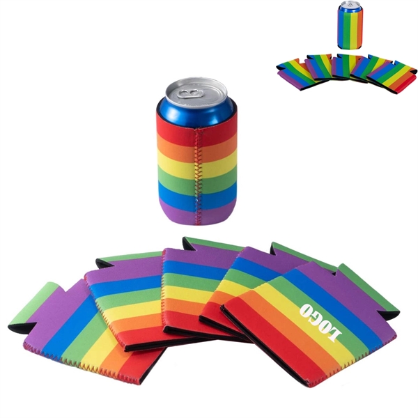 Neoprene Rainbow Can Cooler Sleeve - Neoprene Rainbow Can Cooler Sleeve - Image 0 of 2