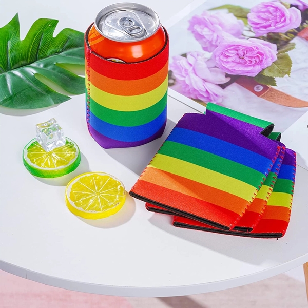 Neoprene Rainbow Can Cooler Sleeve - Neoprene Rainbow Can Cooler Sleeve - Image 1 of 2