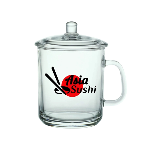 15 oz. Custom Glass Tea Cups w/ Lids - 15 oz. Custom Glass Tea Cups w/ Lids - Image 1 of 2