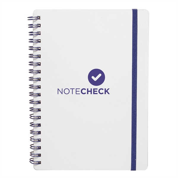 White Spiral Notebook w/ Elastic Band (1 Color) - White Spiral Notebook w/ Elastic Band (1 Color) - Image 1 of 5