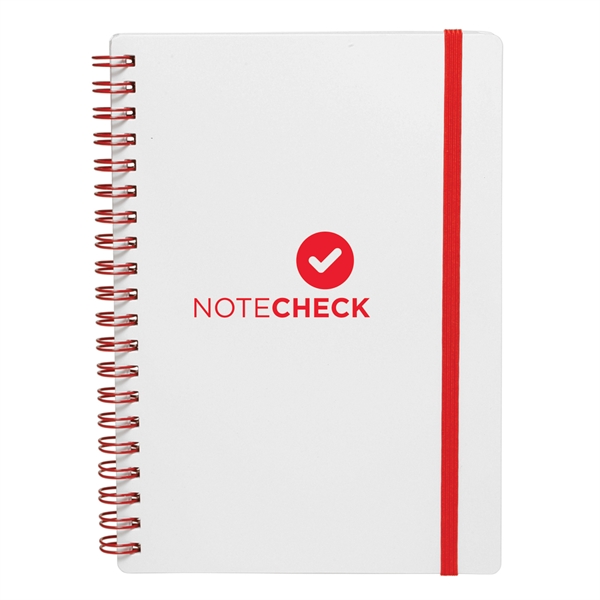 White Spiral Notebook w/ Elastic Band (1 Color) - White Spiral Notebook w/ Elastic Band (1 Color) - Image 3 of 5