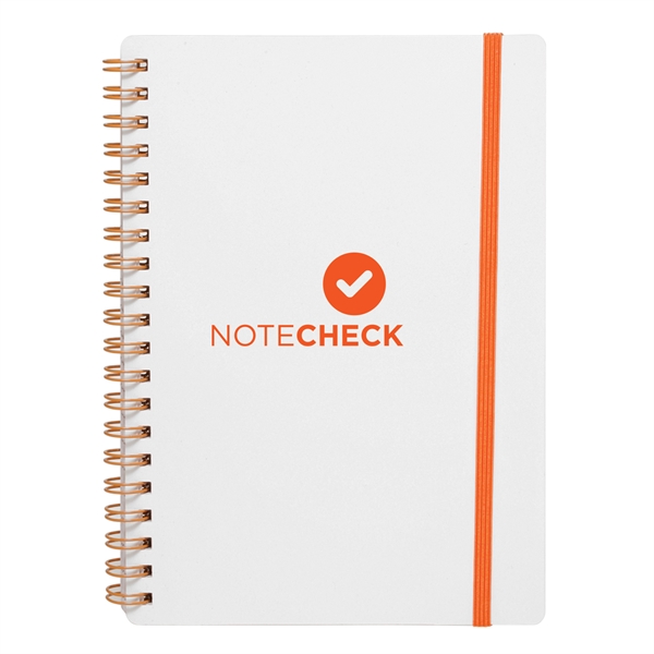 White Spiral Notebook w/ Elastic Band (1 Color) - White Spiral Notebook w/ Elastic Band (1 Color) - Image 5 of 5