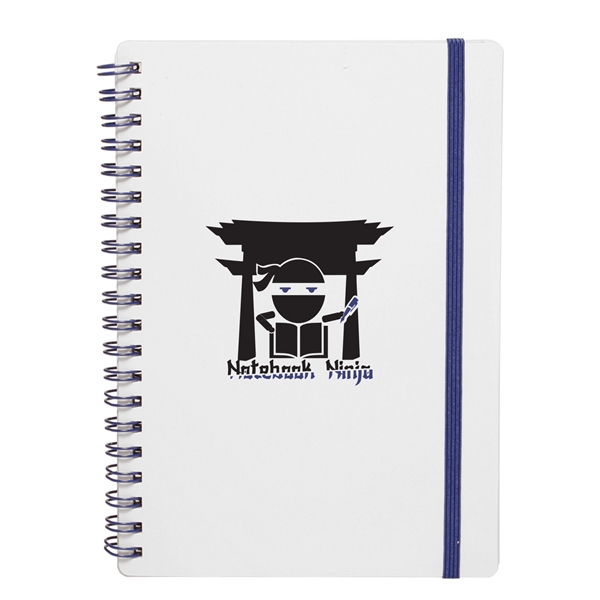 White Spiral Notebook w/ Elastic Band (2 Color) - White Spiral Notebook w/ Elastic Band (2 Color) - Image 1 of 7