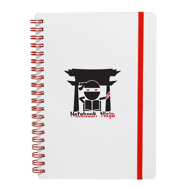 White Spiral Notebook w/ Elastic Band (2 Color) - White Spiral Notebook w/ Elastic Band (2 Color) - Image 3 of 7