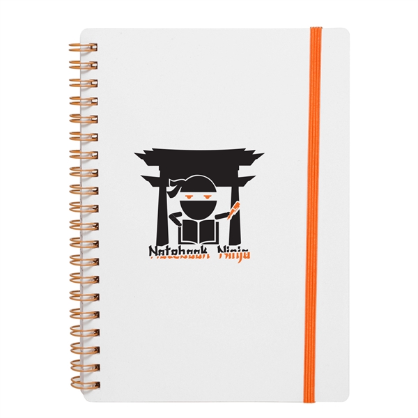 White Spiral Notebook w/ Elastic Band (2 Color) - White Spiral Notebook w/ Elastic Band (2 Color) - Image 4 of 7