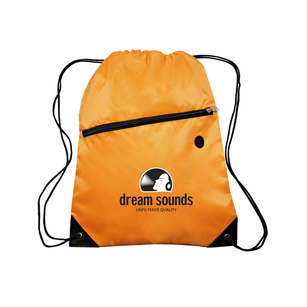 GLOBE TROTTER Drawstring Backpacks with Pocket 2 Color Imp. - GLOBE TROTTER Drawstring Backpacks with Pocket 2 Color Imp. - Image 2 of 7