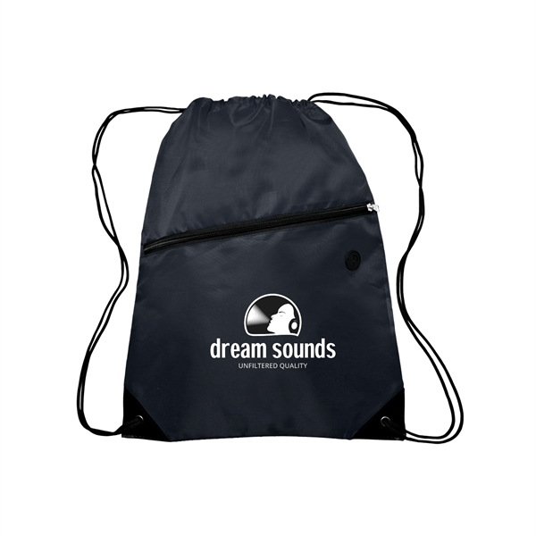 GLOBE TROTTER Drawstring Backpacks with Pocket 2 Color Imp. - GLOBE TROTTER Drawstring Backpacks with Pocket 2 Color Imp. - Image 3 of 7