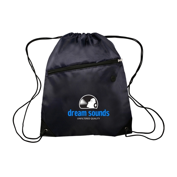 GLOBE TROTTER Drawstring Backpacks with Pocket 2 Color Imp. - GLOBE TROTTER Drawstring Backpacks with Pocket 2 Color Imp. - Image 7 of 7