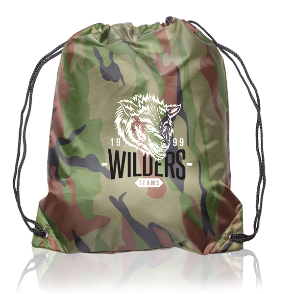 GO-EZ Polyester Drawstring Backpacks w/ 2 Color Imprint - GO-EZ Polyester Drawstring Backpacks w/ 2 Color Imprint - Image 3 of 15