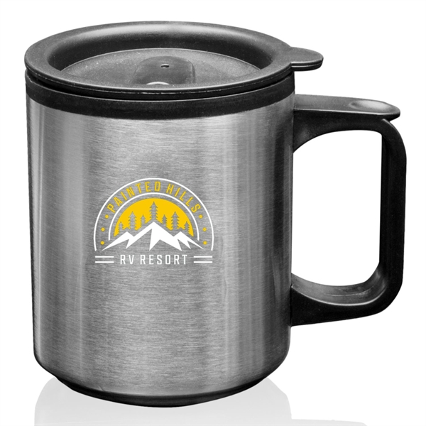12 oz Double Wall Stainless Steel Travel Mugs With Handle - 12 oz Double Wall Stainless Steel Travel Mugs With Handle - Image 1 of 2
