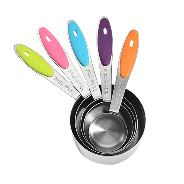 5Pcs Stainless Steel Measuring Cup With Silicone Handle - 5Pcs Stainless Steel Measuring Cup With Silicone Handle - Image 2 of 3