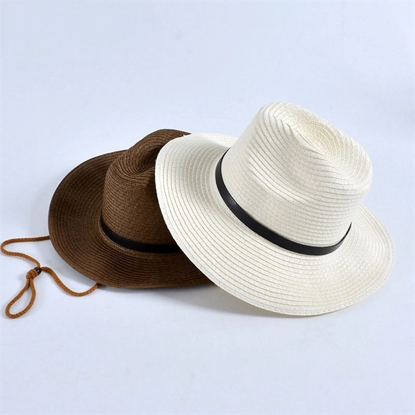 Men Summer Western Straw Cowboy Cowgirl Hat - Men Summer Western Straw Cowboy Cowgirl Hat - Image 2 of 2