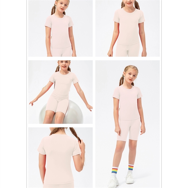 Girls Casual Sports Short Sleeve Crew Neck T Shirts - Girls Casual Sports Short Sleeve Crew Neck T Shirts - Image 1 of 4