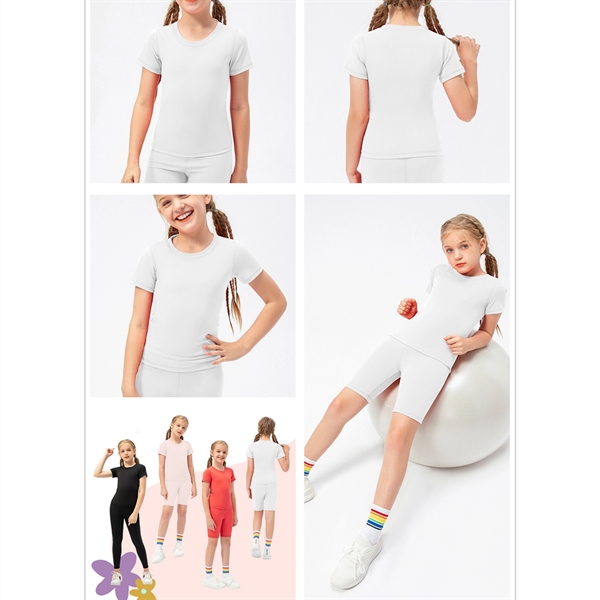 Girls Casual Sports Short Sleeve Crew Neck T Shirts - Girls Casual Sports Short Sleeve Crew Neck T Shirts - Image 2 of 4