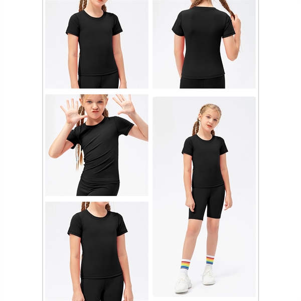 Girls Casual Sports Short Sleeve Crew Neck T Shirts - Girls Casual Sports Short Sleeve Crew Neck T Shirts - Image 3 of 4
