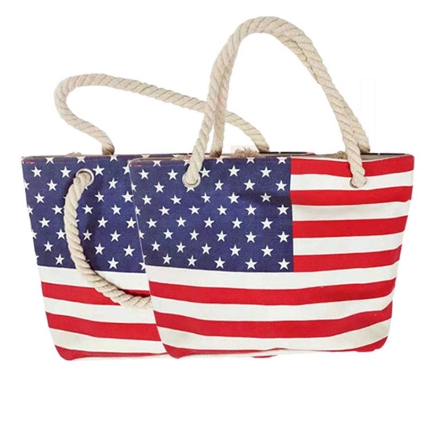 Stars And Stripes USA Flag Canvas Tote Bag - Stars And Stripes USA Flag Canvas Tote Bag - Image 3 of 4