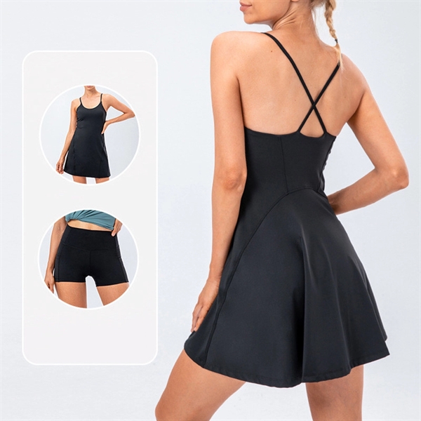 Womens Tennis Dress with Shorts - Womens Tennis Dress with Shorts - Image 0 of 5