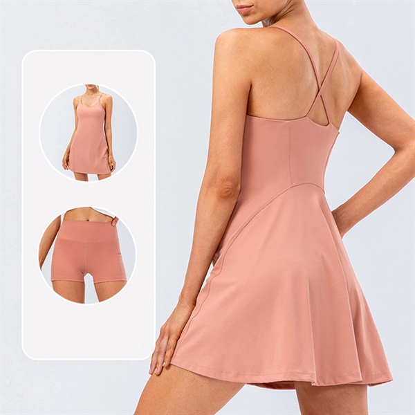 Womens Tennis Dress with Shorts - Womens Tennis Dress with Shorts - Image 1 of 5