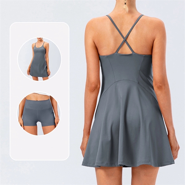 Womens Tennis Dress with Shorts - Womens Tennis Dress with Shorts - Image 2 of 5