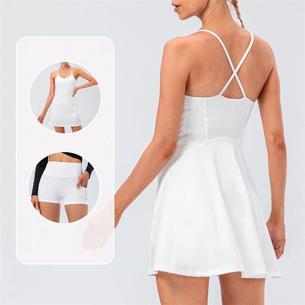 Womens Tennis Dress with Shorts - Womens Tennis Dress with Shorts - Image 3 of 5