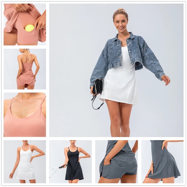 Womens Tennis Dress with Shorts - Womens Tennis Dress with Shorts - Image 4 of 5