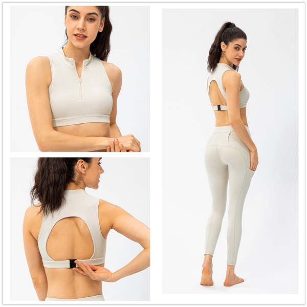 Racerback Yoga Crop Tank Top with Built in Bra - Racerback Yoga Crop Tank Top with Built in Bra - Image 1 of 4