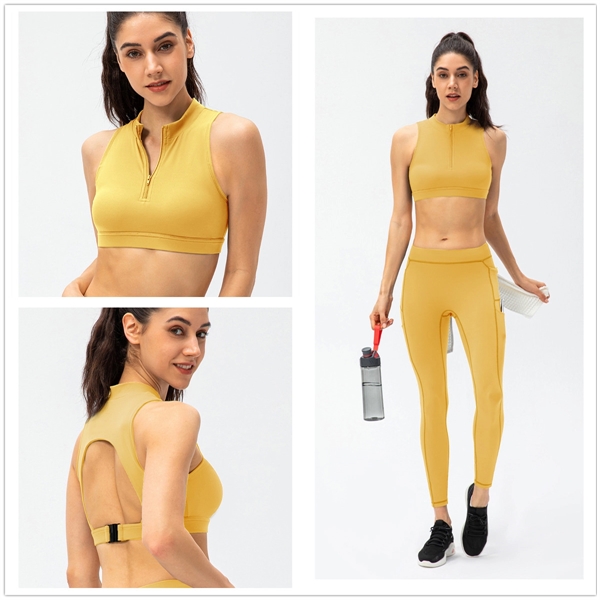 Racerback Yoga Crop Tank Top with Built in Bra - Racerback Yoga Crop Tank Top with Built in Bra - Image 2 of 4