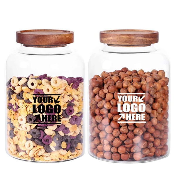 Thicken Glass Storage Jar Food Container With Wooden Lid - Thicken Glass Storage Jar Food Container With Wooden Lid - Image 0 of 5