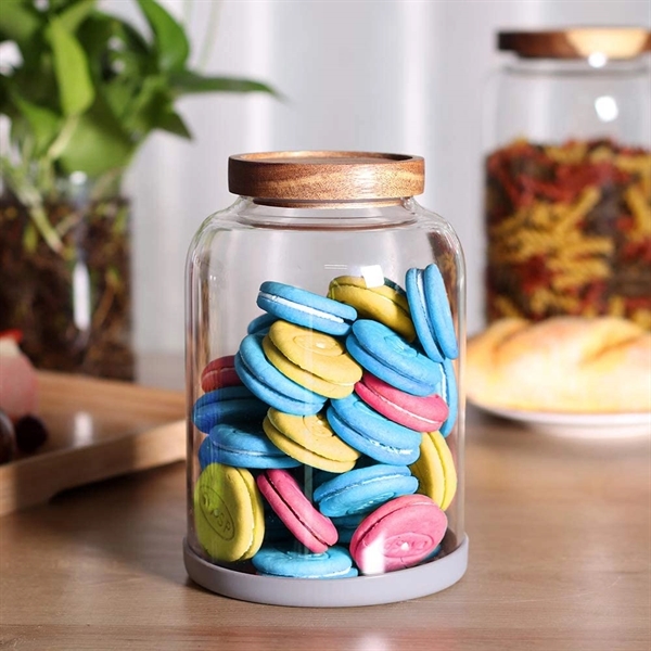 Thicken Glass Storage Jar Food Container With Wooden Lid - Thicken Glass Storage Jar Food Container With Wooden Lid - Image 1 of 5